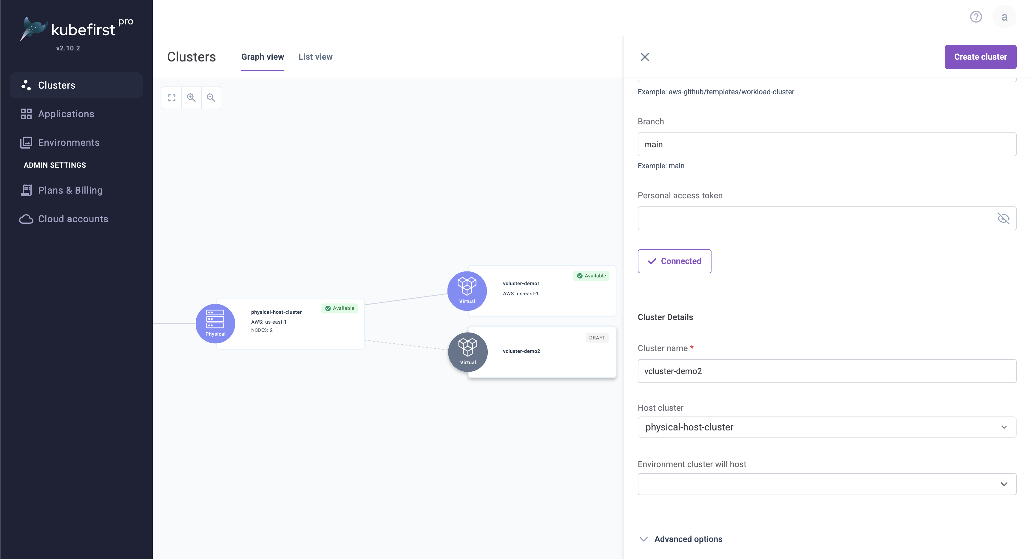 Connect to virtual cluster