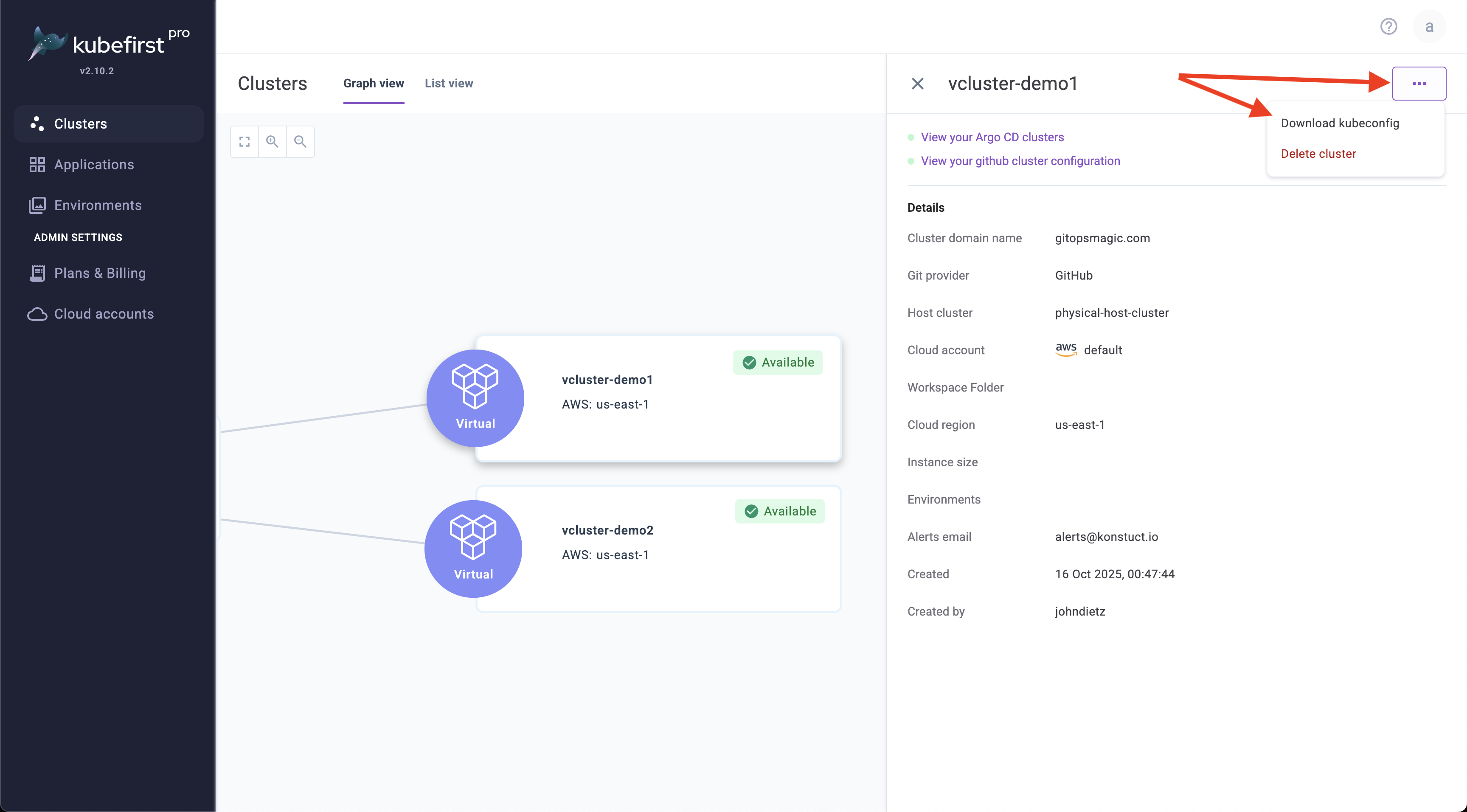 Connect to virtual cluster